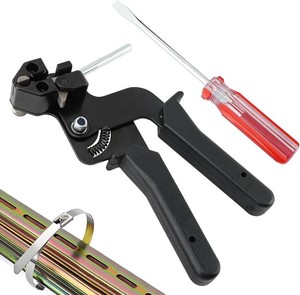 $17 Metal Zip Ties Cutter, Stainless Steel Zip Tie Tightener Wrap Tool, Adjustable Fastening Cutting Self-locking Metal Ties with Free Release Tool for Fence Exhaust Pipe Outdoor