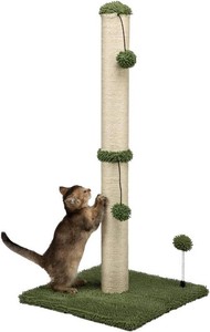 $22 MECOOL 34 Tall Cat Scratching Post Premium Basics Kitten Scratcher Sisal Scratch Posts Trees with Hanging Ball for Indoor Cats (34 inches for Adult Cats, Cactus Green) (NO BASE or SPRING ATTACHMENT , see photos)