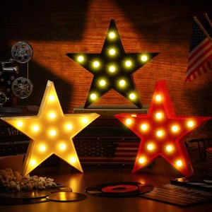 $30 VIHOSE 3 Pcs Marquee Star Lights LED Star Signs Light up Movie Theater Decor Battery Operated Night Light for Gifts Birthday Party Home Movie Decor(Red,Black,Warm) WORKING