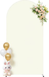 $21 Ivory Arch Cover 7.2ft Spandex Wedding Arch Backdrop Cover for Birthday Party Bridal Shower Balloon Arch Stand Cover Baby Shower Banquet Photo Arch Covers Stretchy Backdrop Background Decorations