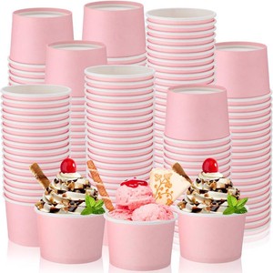$29 Honeydak 200 Pack Pink Pastel Ice Cream Cups Bulk 5 oz Small Disposable Treat Paper Cups Dessert Yogurt Bowls Snacks Sundae Yogurt Container for Summer Ice Cream Wedding Birthday Party Supplies