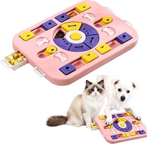 $23 Interactive Dog Puzzle Toy, Slow Feeder Treat Dispenser for Large Medium Small Dogs & Cats, Reduces Bloating & Prevents Gulping, IQ Training Enrichment Toy (Pink)
