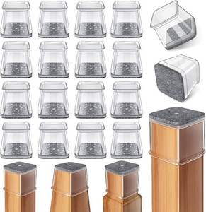 $15 Ansible 24 Pcs Chair Leg Floor Protectors Square, Silicone Felt Furniture Leg Pads Caps Covers for Hardwood Floors (Fit1-116 to 1-58)