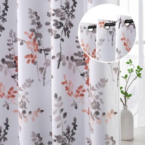 $39 H.VERSAILTEX Blackout Curtain Panels 84 inches Long Light Reducing Room Darkening Thermal Insulated CurtainsPanelsDrapes for Living Room, Set of 2, Vintage Classical Floral Printing Grey and Coral
