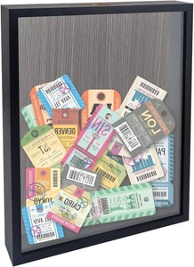 $25 FramePro Travel Shadow Box Black 11x14 Top Loading Display Case Frame with Slot, Movie Travel Sporting Events Concert Ticket Stubs Drink Beer Caps Memory Keepsake Box