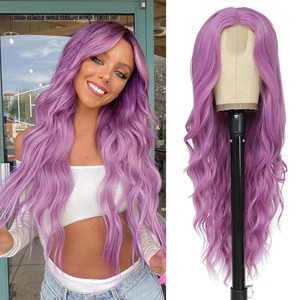 $30 Rainbow color, See Photos NAYOO Long Purple Wavy Wig for Women 26 Inch Middle Part Curly Wavy Wig Natural Looking Synthetic Heat Resistant Fiber for Daily Party