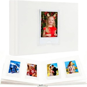 $17 Ruibytree 64 Pocket Mini Photo Album with Writing Space and Front Window, Faux Leather Hardcover 2x3 Picture Book for Polaroid & Fujifilm Instax Mini Instant Camera, K-pop Photocards, White