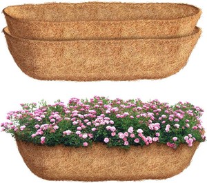 $19 30 inch 2 Pack Trough Coco Liners, Natural Coconut Coir Fiber for Wall Basket Planters, Window Box Liners, Garden Planter Baskets, Fence Flower Baskets (2 Pack, 30 inch)
