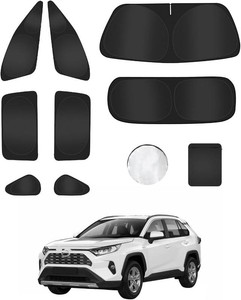 $55 8PCS Windshield Sun Shade for Toyota RAV4 2019-2024 2025 Accessories- Full Coverage Front Rear Side Triangular Window Shade Cover Sun Visor - UV Ray & Privacy Protection for Camping, Napping