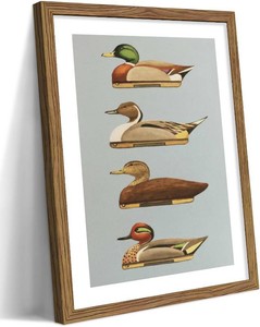 $22 Vintage Framed Duck Wall Art, Rustic Farmhouse Hunting Canvas Wall Decor Painting, Retro Nature Mallard Duck Wildlife Artwork Prints Pictures for Bedroom Living Room 12x16 Inch Wood Frame