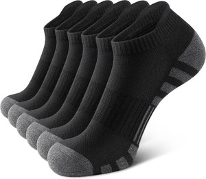 $15 Airacker Athletic Running Ankle Cotton Socks, Low Cut Cushioned functional Anti-Blister Tab Sports Socks for Men Women 6pairs