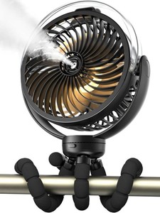 $19 Misting Stroller Fan, 6000mAh Battery Operated Portable Fan with Light & 360  Pivoting, Personal Fans with Flexible Tripod for Baby, Office, Travel,Treadmill,Outdoors