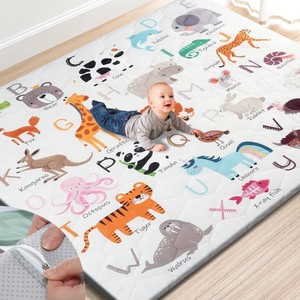 $70 TINYHARBO Premium Foam Baby Play Mat 71 x 59   Removable & Machine Washable Cover, Extra Thick Padding Playpen Mat, Non-Slip Crawling Mat, Easy to Clean for Infants, Toddlers & Babies