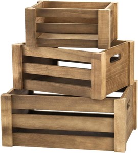 $35 Lawei Set of 3 Wood Nesting Storage Crates with Handle, Rustic Farmhouse Decorative Wooden Crates Distressed Crates Storage Container for Display, Large Vintage Wood Decor Crates Wooden Baskets