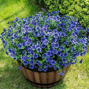 $24 Lnoicy 20 Bundles Artificial Fake Flowers for Outdoor Faux Eucalyptus Flowers for Home Decoration,Fake Plants UV Resistant for PorchGarden Blue