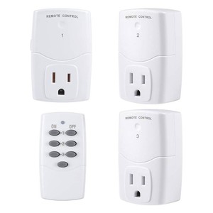 $15 BN-LINK Mini Wireless Remote Control Outlet Switch Power Plug in for Household Appliances, Wireless Remote Light Switch, LED Light Bulbs, White (1 Remote  3 Outlet) 1250W10A