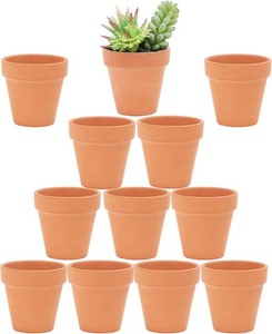 Yishang 2.5 inch Terracotta Pots with Drainage Holes,Small Mini Clay Ceramic Pottery Planter,Cactus Flower Terra Cotta Pots,Succulents Nursery Pots for IndoorOutdoor Plants,Crafts,Wedding-12 Pack