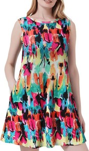 Scotamalone Summer Dresses for Women Casual Beach Travel Vacation Floral Tshirt Sundress Tank Dress Sleeveless with Pockets Size XL