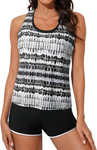 $30 Aleumdr Womens Athletic 3 Piece Tankini Swimsuits with Shorts Swim Tank Tops with Sports Bra and Boyshorts Bathing Suits