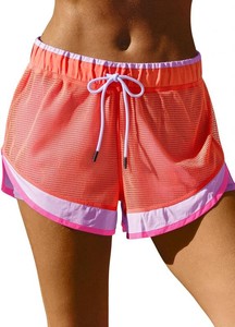 $33 Fisoew Women Athletic Shorts 2 in 1 Running High Split Color Block Workout Yoga Mesh Shorts Pocket Drawstring size medium