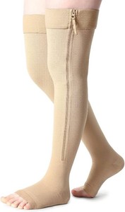 $23 Newcotte Compression Socks with Zipper for Women Thigh High Compression Stockings 20-30mmhg Support Socks for Women Men Size Medium