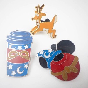 Disney Pin Lot of 3 - Coffee Cup, Mickey Hat & Reindeer