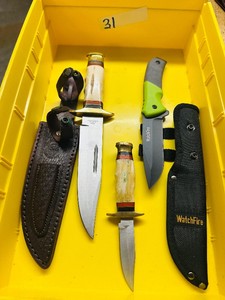 Lot of 3 - KNIVES w Sheaths. Timber Rattler