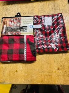 Black & Red Lodge-y SHOWER CURTAIN  APRON  New