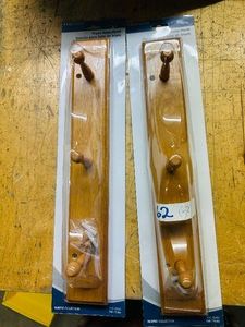 Lot of 2  (new) TRIPLE ROBE HOOK - Oak