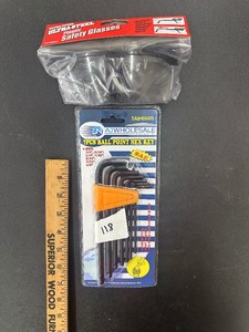 New 7 pc BALL POINT HEX KEY SET - SAE  SAFETY GLASSES