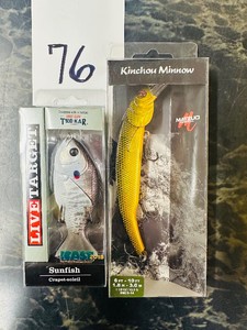 Lot of 2 PLUGS LIVE TARGET SUNFISH,  Kinchou Minnow