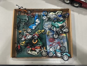 lot of miscellaneous motorcycle, bicycle, diecast vehicles