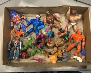 vintage he-man action figures, weapons, Masters of the universe lot