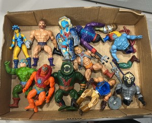 vintage Masters of the universe, he-man lot of figures, weapons, and accessories