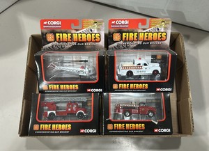 corgi fire heroes sealed, diecast vehicle lot of four