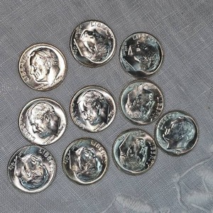 1963 D UNC Roosevelt Silver Dimes 10c, Qty 10