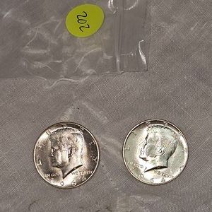 2-1964 UNC Kennedy Halfs 50c, Silver, UNC