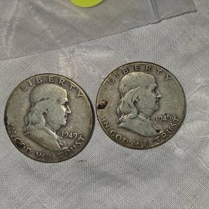 2-1949 Franklin Halfs 50c Silver