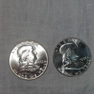 2-1963 Franklin Halfs 50c AU Plus