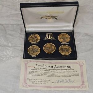 5 Piece Military Wars History Medallions in 24 Kt Plated
