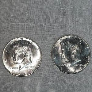 2-1964 Kennedy Halfs, AU PLUS