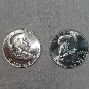 2-1963 Franklin Halfs 50c AU Plus