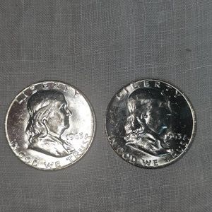 2-1963 Franklin Halfs 50c AU Plus
