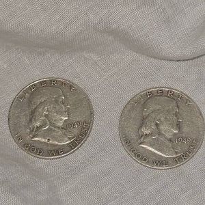2-1963 Franklin Halfs 50c AU Plus