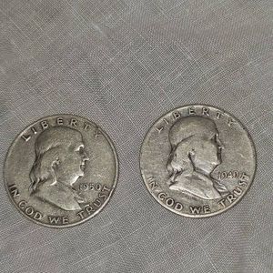 2-1963 Franklin Halfs 50c AU Plus