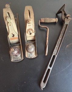 Stanley Hand Plane, Millers Falls Hand Plane, Hay Hook, and Durbin-Durco Barbed Wire Fence Stretcher