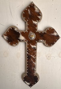 Rustic Cow Hide Cross
