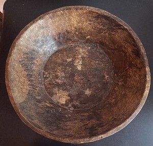 Vintage Hand-Carved Wooden Dough Bowl