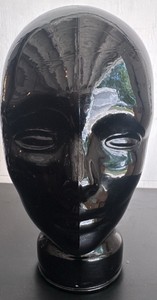 Vintage Black Glass Mannequin Head