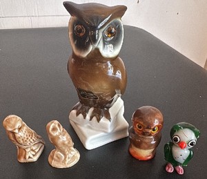 Owls in Porcelain, Ceramic, Stone and Glass